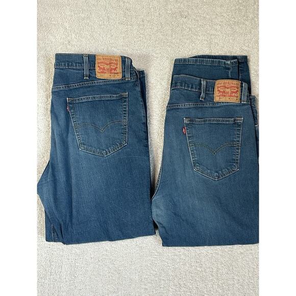 Levis Mens 524 Straight Leg Jeans Blue Pockets Medium Wash 40x30 Bundle 2 Pairs - Picture 1 of 11